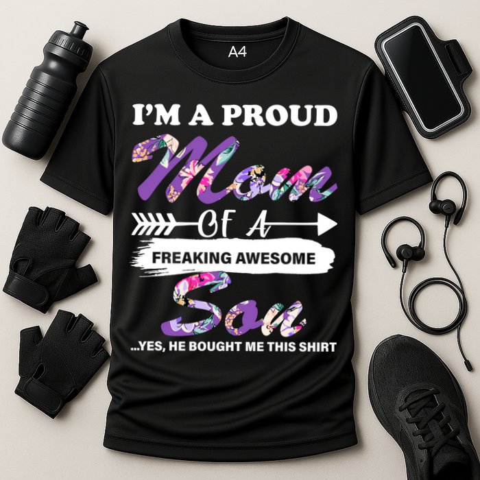 Proud Mom Of A Freaking Awesome Son Cooling Performance Crew T-Shirt