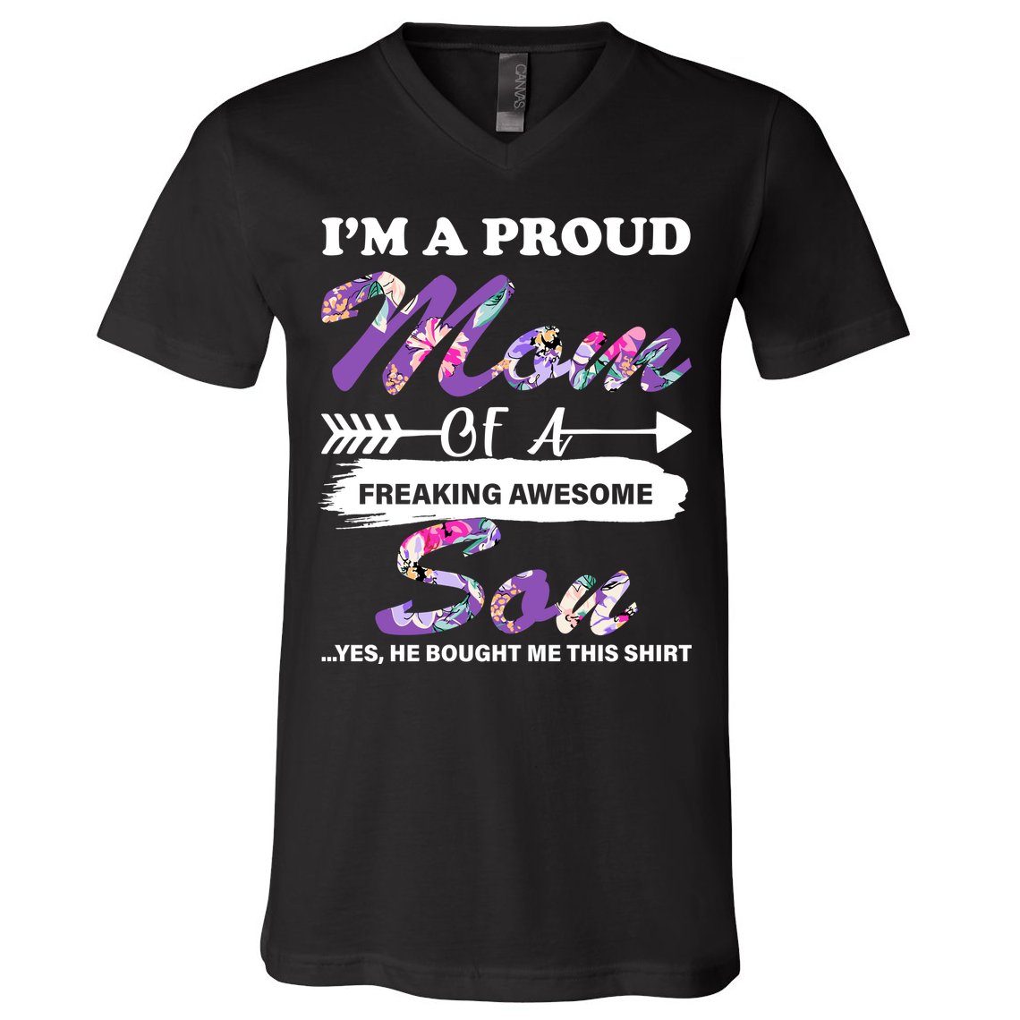 Proud Mom Of A Freaking Awesome Son V-Neck T-Shirt