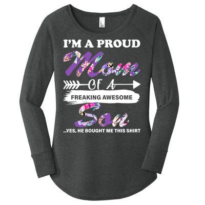 Proud Mom Of A Freaking Awesome Son Women's Perfect Tri Tunic Long Sleeve Shirt