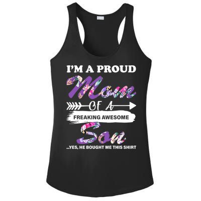 Proud Mom Of A Freaking Awesome Son Ladies PosiCharge Competitor Racerback Tank