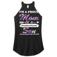 Proud Mom Of A Freaking Awesome Son Women’s Perfect Tri Rocker Tank