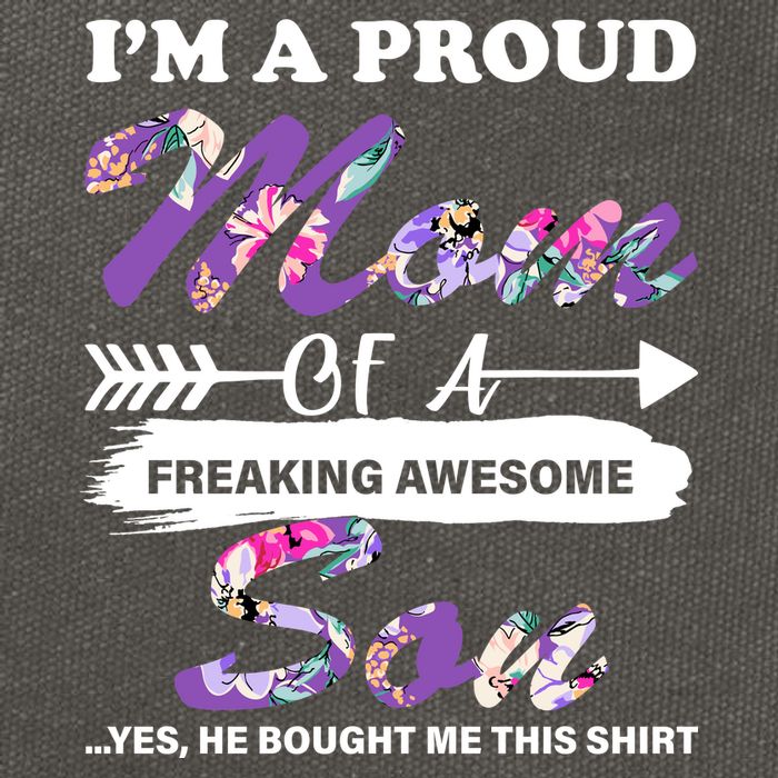 Proud Mom Of A Freaking Awesome Son Cotton Canvas Backpack