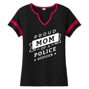 Proud Mom Of A Police Officer Ladies Halftime Notch Neck Tee