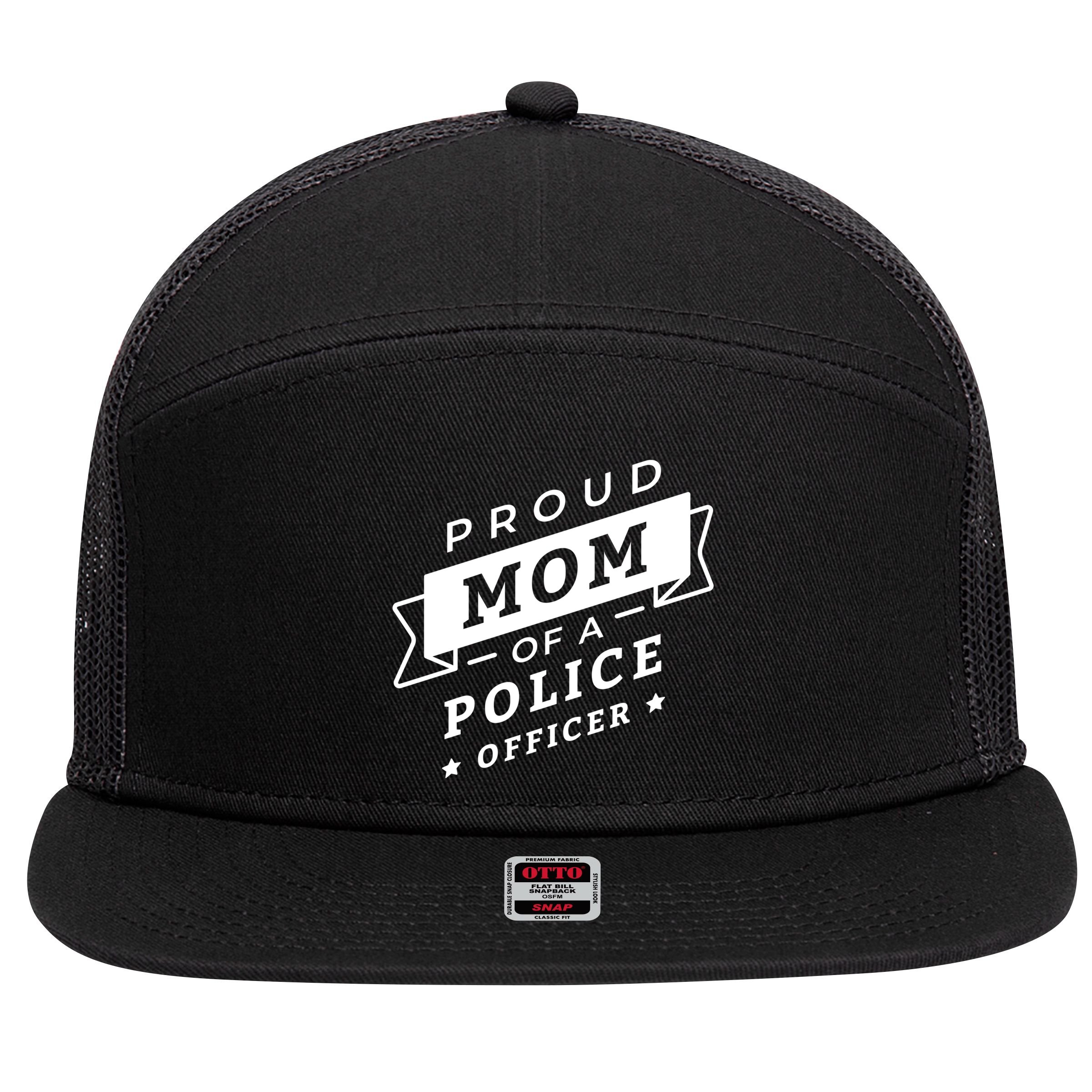 Proud Mom Of A Police Officer 7 Panel Mesh Trucker Snapback Hat