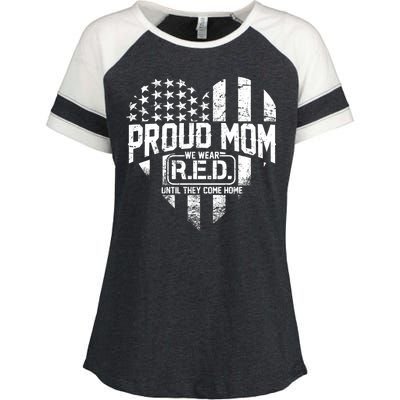 Proud Mom We Wear RED Until They Come Home Enza Ladies Jersey Colorblock Tee