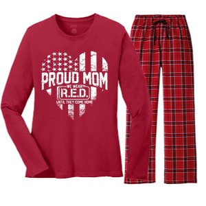 Proud Mom We Wear RED Until They Come Home Women's Long Sleeve Flannel Pajama Set 