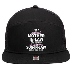 Proud Mother In Law Of Awesome Son In Law Funny 7 Panel Mesh Trucker Snapback Hat