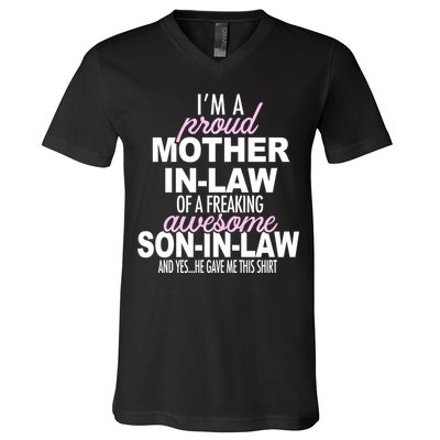 Proud Mother In Law Of Awesome Son In Law Funny V-Neck T-Shirt
