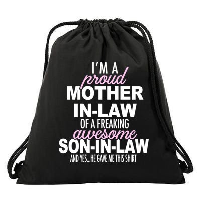 Proud Mother In Law Of Awesome Son In Law Funny Drawstring Bag