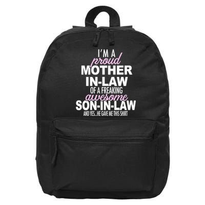 Proud Mother In Law Of Awesome Son In Law Funny 16 in Basic Backpack