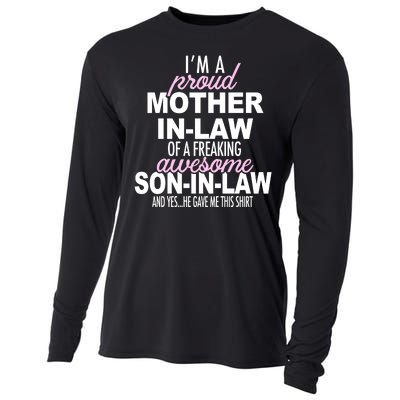 Proud Mother In Law Of Awesome Son In Law Funny Cooling Performance Long Sleeve Crew