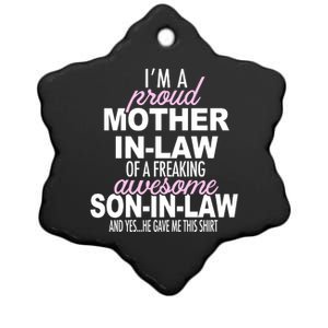 Proud Mother In Law Of Awesome Son In Law Funny Ceramic Star Ornament