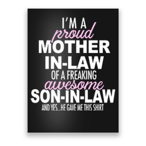 Proud Mother In Law Of Awesome Son In Law Funny Poster