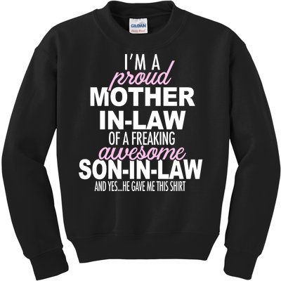 Proud Mother In Law Of Awesome Son In Law Funny Kids Sweatshirt