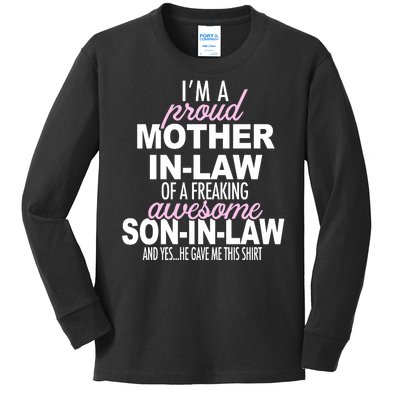 Proud Mother In Law Of Awesome Son In Law Funny Kids Long Sleeve Shirt