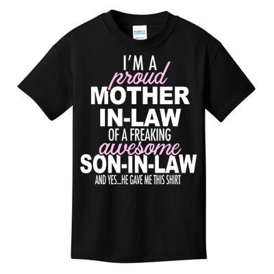 Proud Mother In Law Of Awesome Son In Law Funny Kids T-Shirt