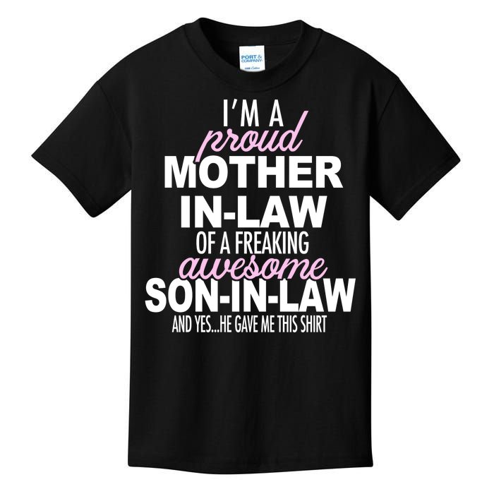 Proud Mother In Law Of Awesome Son In Law Funny Kids T-Shirt