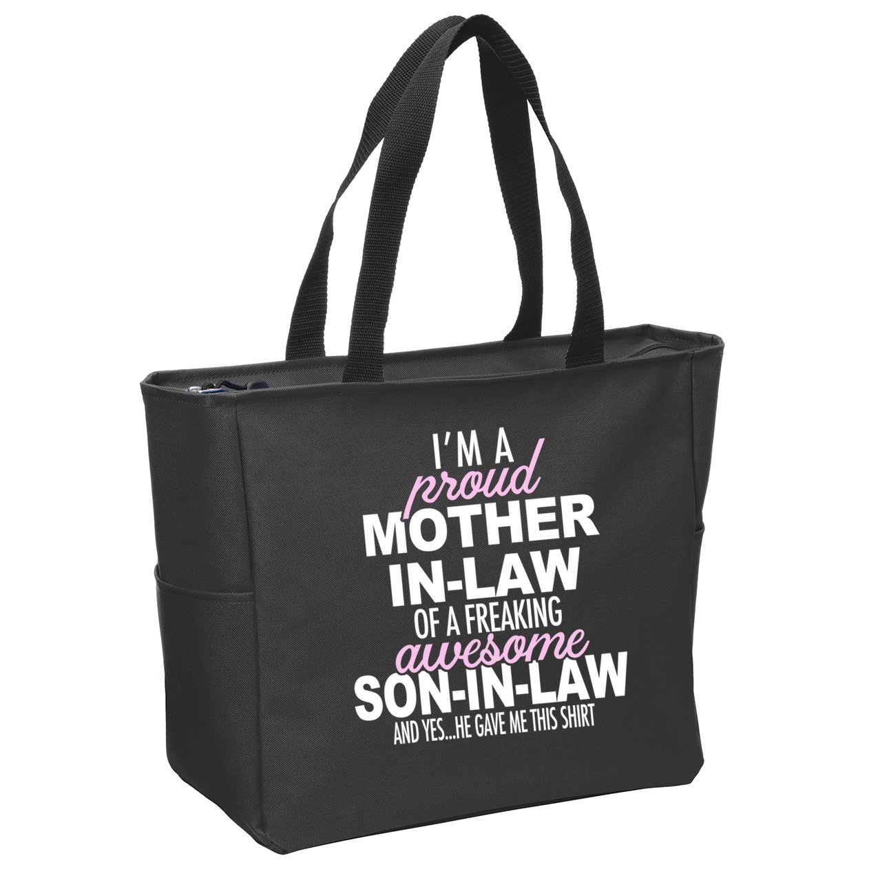 Proud Mother In Law Of Awesome Son In Law Funny Zip Tote Bag