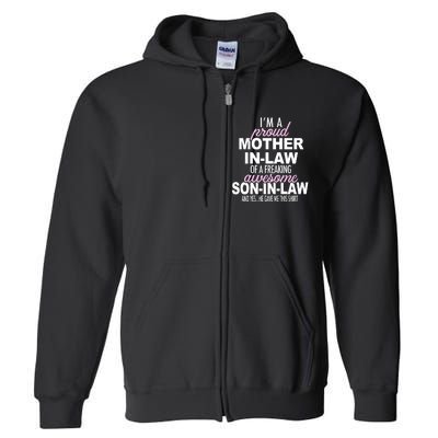 Proud Mother In Law Of Awesome Son In Law Funny Full Zip Hoodie