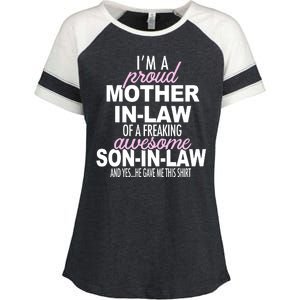 Proud Mother In Law Of Awesome Son In Law Funny Enza Ladies Jersey Colorblock Tee