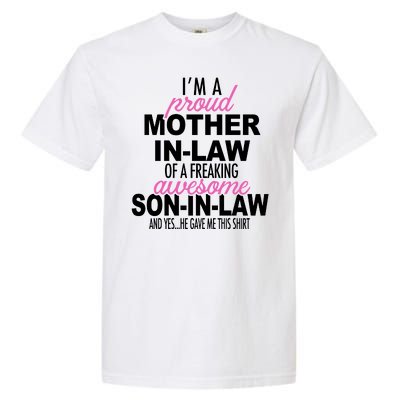 Proud Mother In Law Of Awesome Son In Law Funny Garment-Dyed Heavyweight T-Shirt