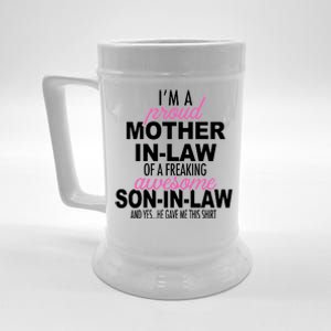 Proud Mother In Law Of Awesome Son In Law Funny Beer Stein