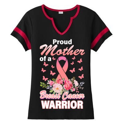 Proud Mother Of A Breast Cancer Warrior Ladies Halftime Notch Neck Tee