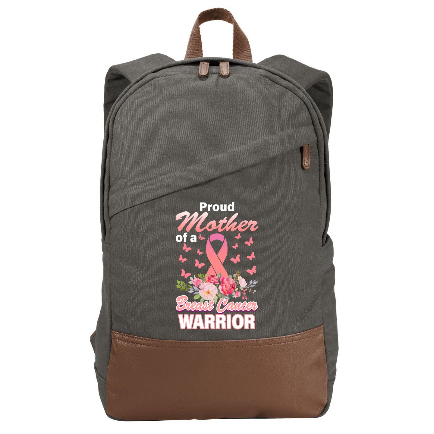 Proud Mother Of A Breast Cancer Warrior Cotton Canvas Backpack
