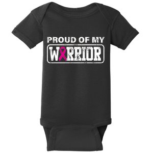 Proud Of My Warrior Breast Cancer Baby Bodysuit