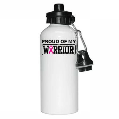 Proud Of My Warrior Breast Cancer Aluminum Water Bottle