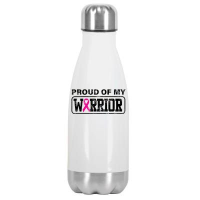 Proud Of My Warrior Breast Cancer Stainless Steel Insulated Water Bottle