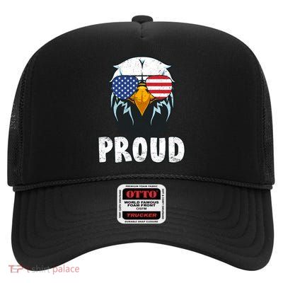 Proud Patriotic Eagle High Crown Mesh Back Trucker Hat