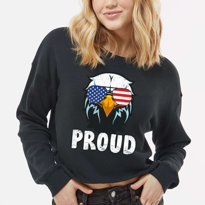 Proud Patriotic Eagle Cropped Pullover Crew