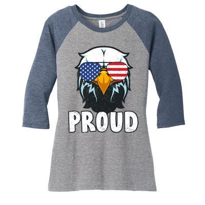 Proud Patriotic Eagle Women's Tri-Blend 3/4-Sleeve Raglan Shirt