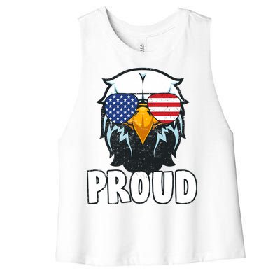 Proud Patriotic Eagle Women's Racerback Cropped Tank