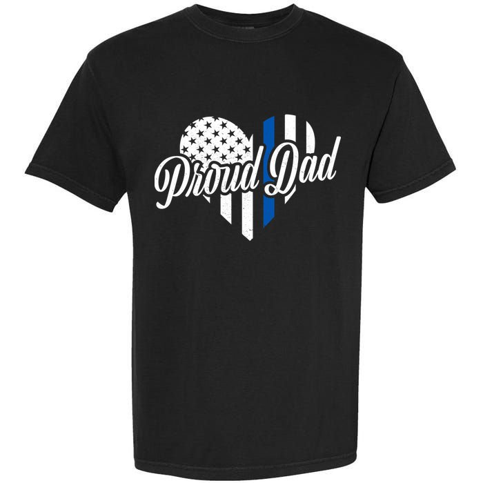Proud Police Dad Blue Thin Line Garment-Dyed Heavyweight T-Shirt