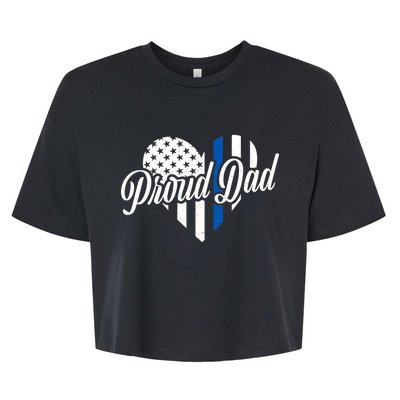 Proud Police Dad Blue Thin Line Bella+Canvas Jersey Crop Tee