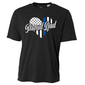 Proud Police Dad Blue Thin Line Cooling Performance Crew T-Shirt