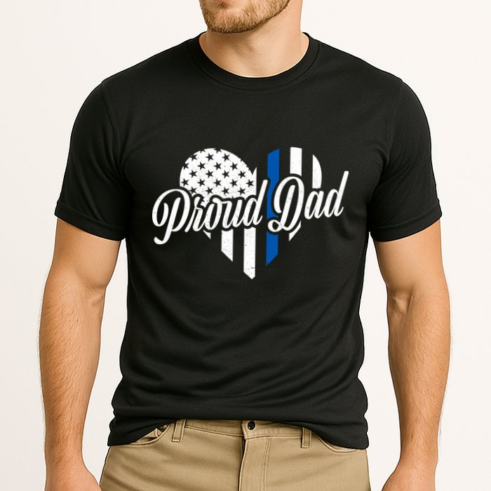 Proud Police Dad Blue Thin Line Cooling Performance Crew T-Shirt