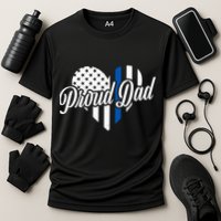 Proud Police Dad Blue Thin Line Cooling Performance Crew T-Shirt