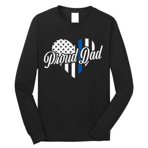 Proud Police Dad Blue Thin Line Long Sleeve Shirt