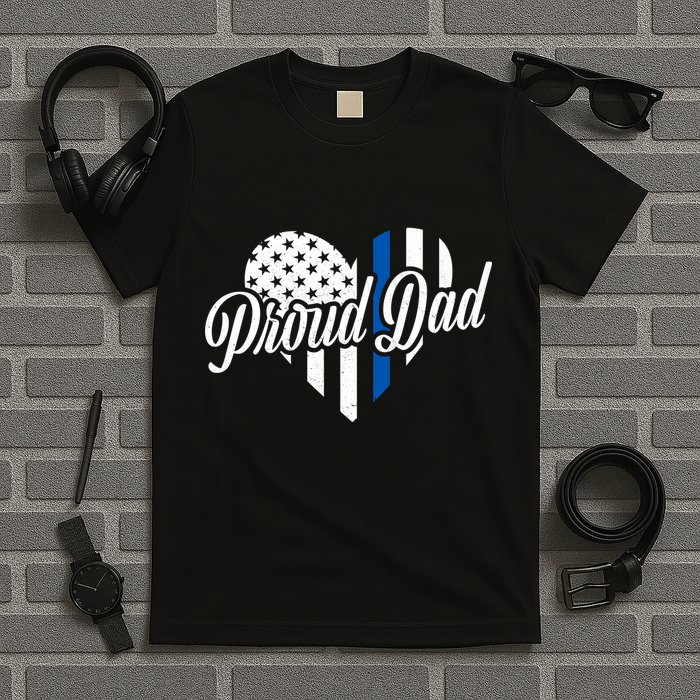 Proud Police Dad Blue Thin Line T-Shirt