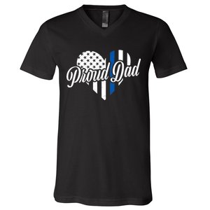 Proud Police Dad Blue Thin Line V-Neck T-Shirt