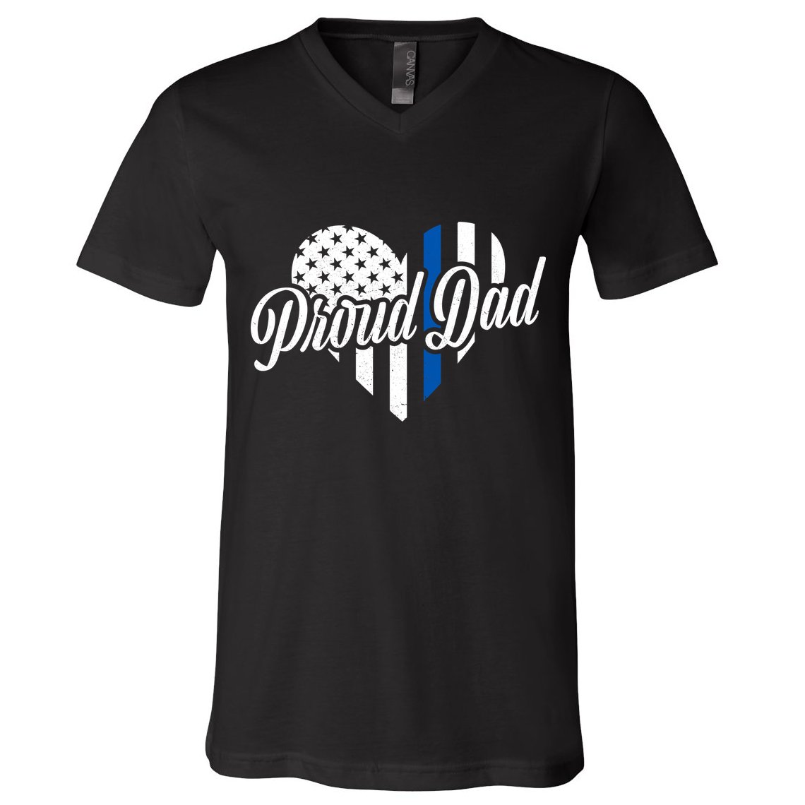 Proud Police Dad Blue Thin Line V-Neck T-Shirt