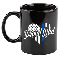 Proud Police Dad Blue Thin Line 11oz C Handle Ceramic Mug