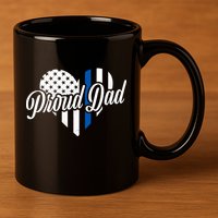 Proud Police Dad Blue Thin Line 11oz C Handle Ceramic Mug