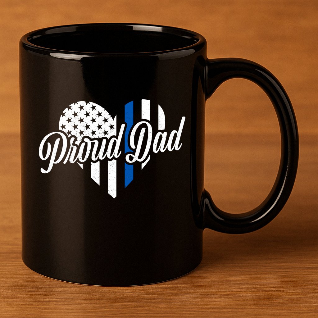 Proud Police Dad Blue Thin Line 11oz C Handle Ceramic Mug