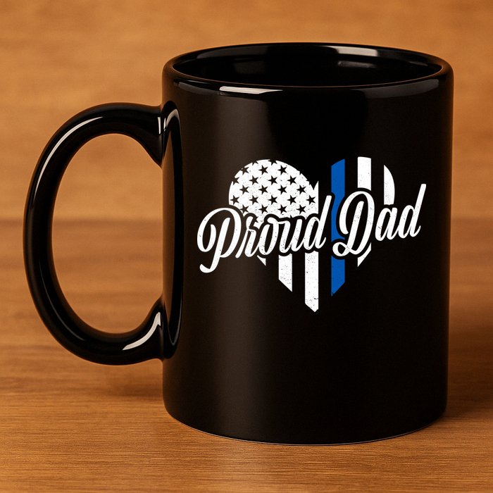 Proud Police Dad Blue Thin Line 11oz C Handle Ceramic Mug