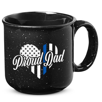 Proud Police Dad Blue Thin Line 15oz Campfire Ceramic Mug