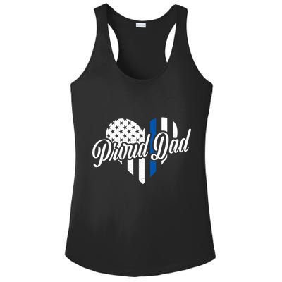 Proud Police Dad Blue Thin Line Ladies PosiCharge Competitor Racerback Tank